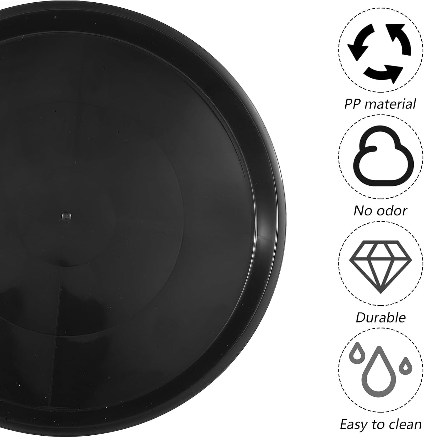 20 Platillos Plástico Negro 13.4pulg para Macetas