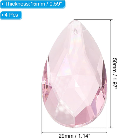 Colgantes cristal K9 cuentas lágrima 4 pzas 1.969pulg color rosa