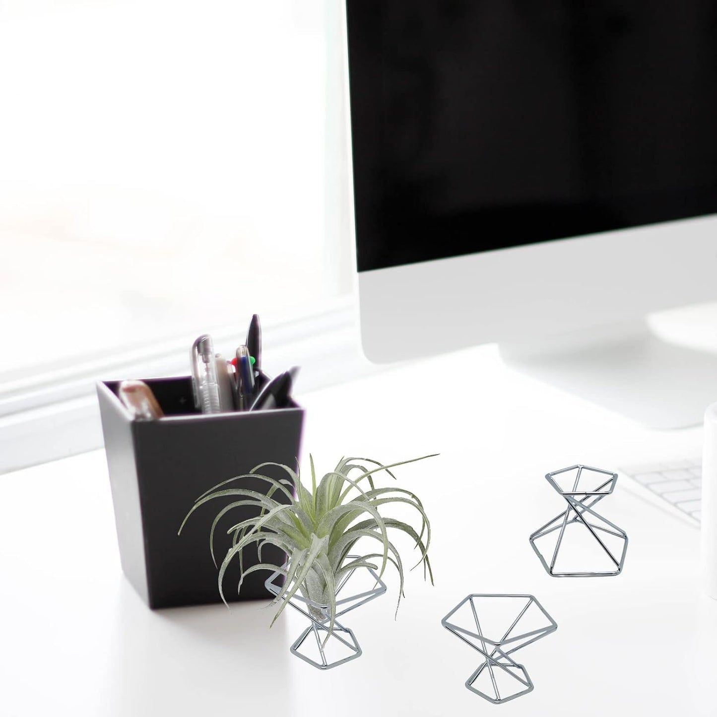 20 Soportes Plantas Aire Metal Geométrico Plateado