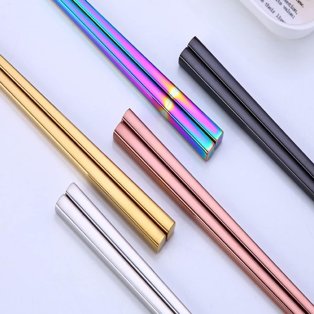Palillos de acero inoxidable reutilizables plateado 2 unidades