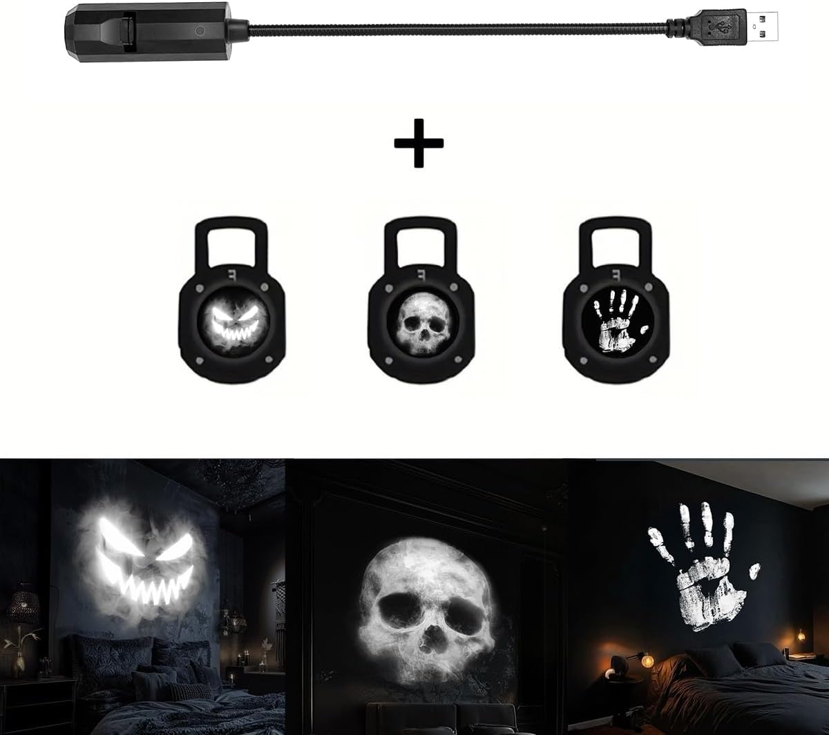 Proyector calavera con huellas intercambiables luz decorativa