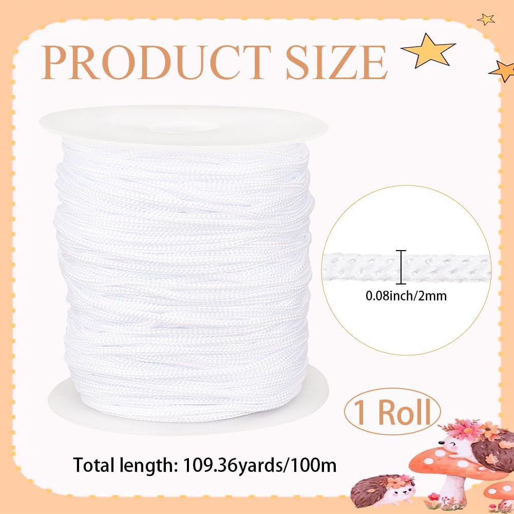 Cordón nylon blanco 2mm para cortinas y telar de sombras