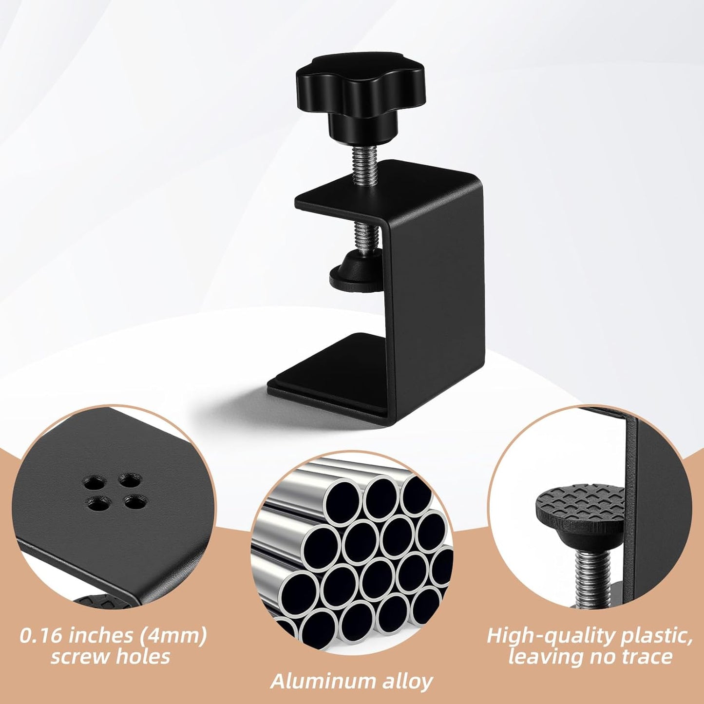 4 Abrazaderas en C Ajustables Negras Carpintería Muebles