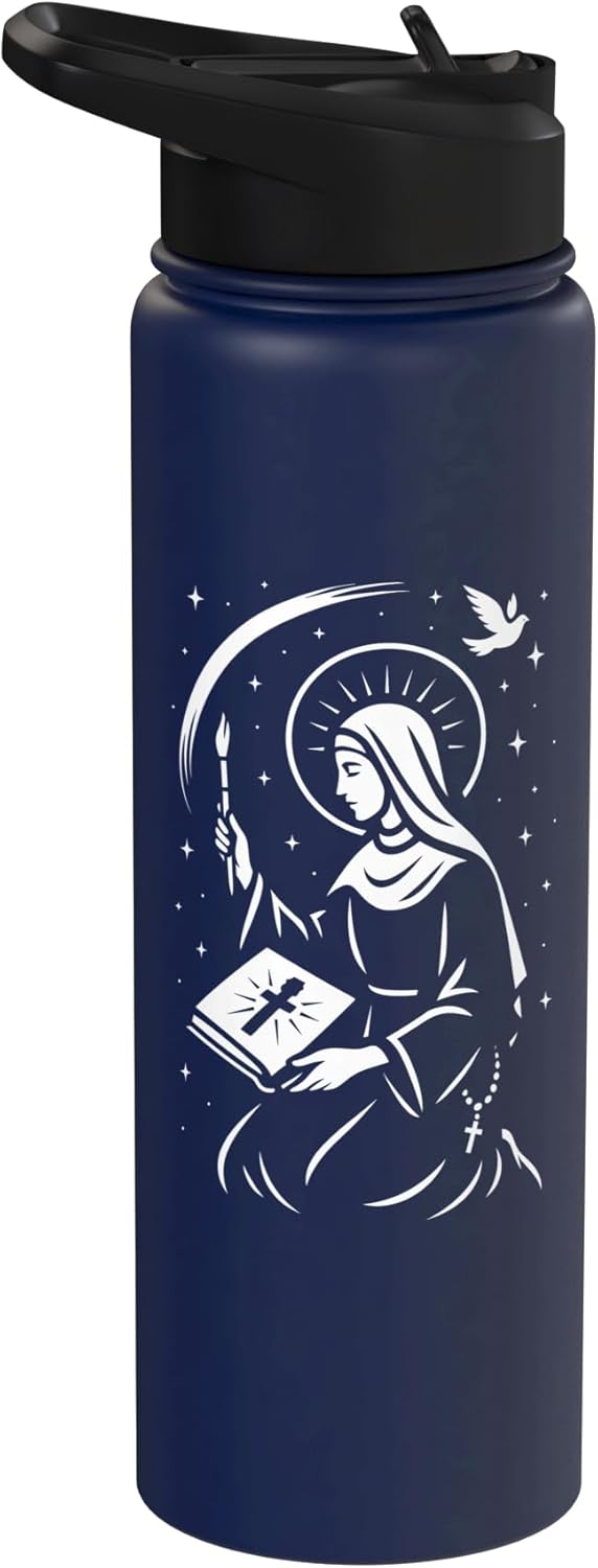 Botella agua acero inox aislada santo de arte católico