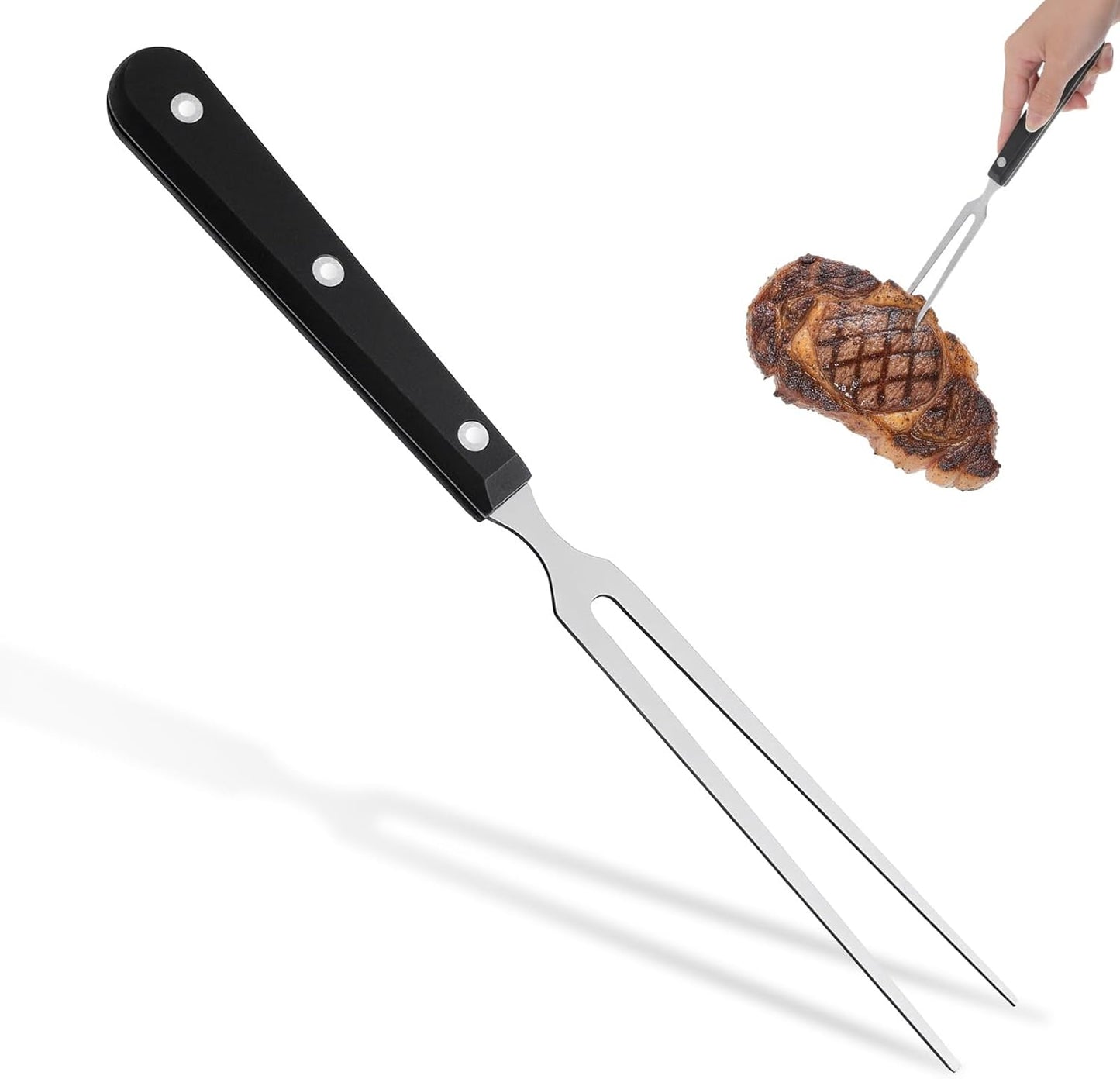 Tenedor carne acero inox 10.62pulg mango resistente asar servir