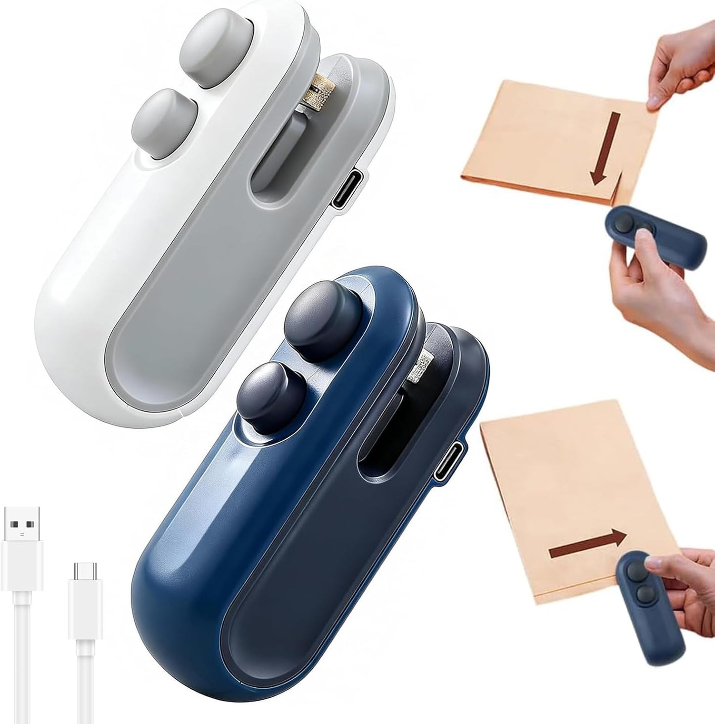 Sellador de bolsas portátil USB-C recargable con imán para chips y aperitivos