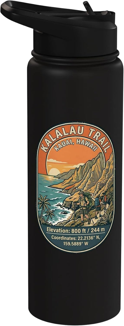 Botella de agua acero inoxidable aislada Kalalau Trail Kauai