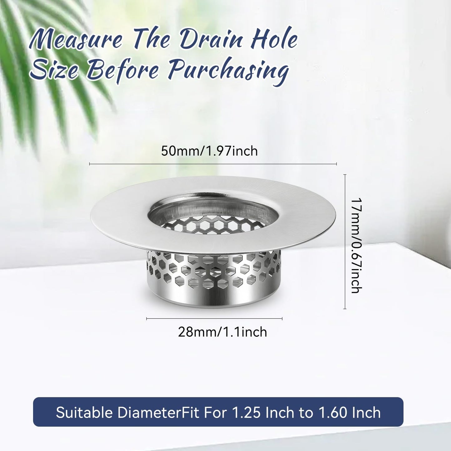 6 Pzas Filtro de ducha acero inox para bañera 1.25-1.60pulg