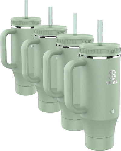 Vaso acero inox 40oz con tapa 2 popotes asa Wiith aislamiento doble