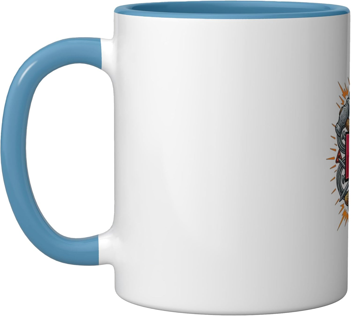 Taza Cerámica Estilo Industrial Azul Blanco