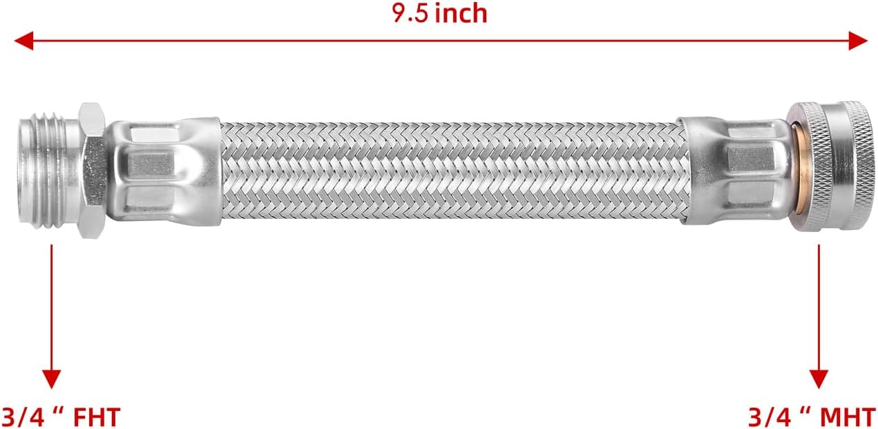 Extensión manguera jardín acero inox 9.5pulg curva 45°