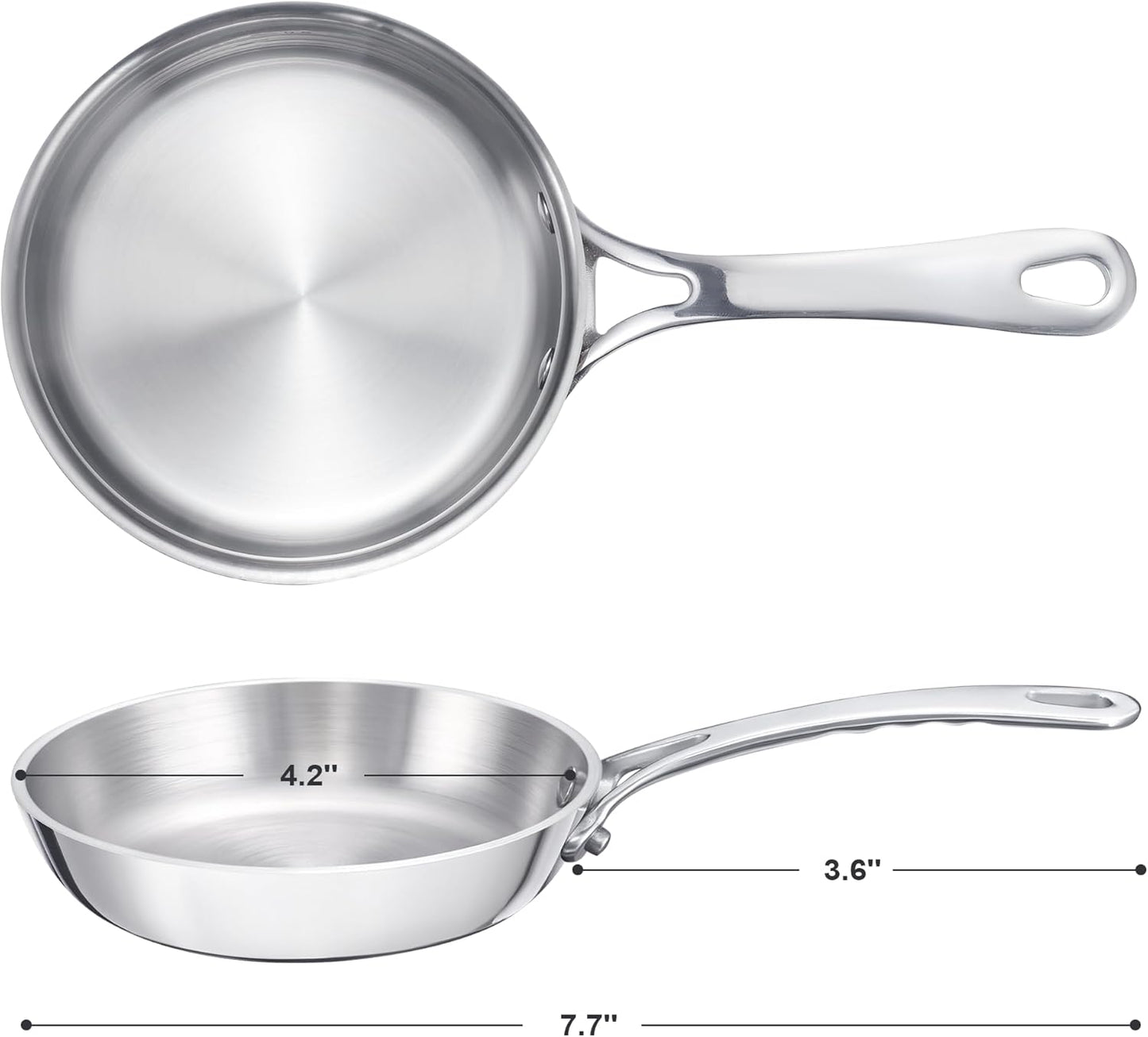 Sartén acero inox 3 capas 4pulg color plateado
