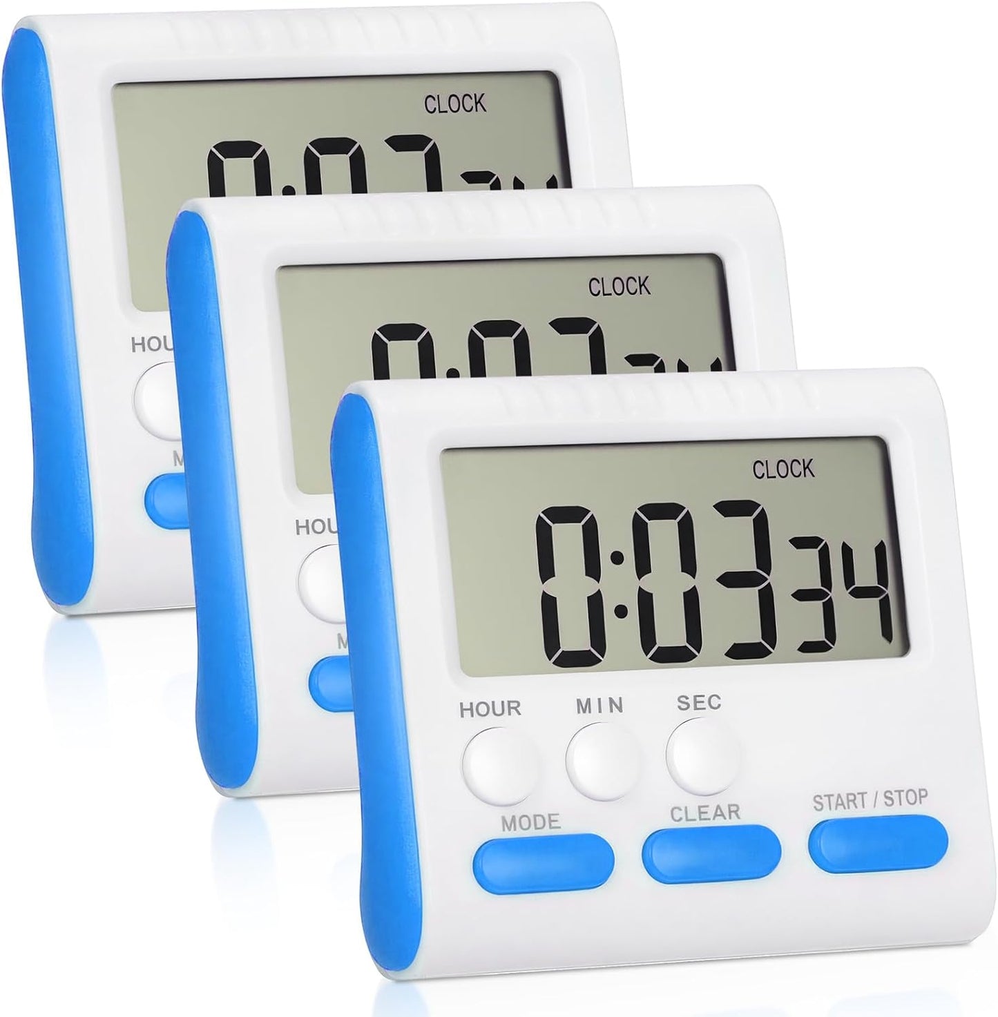 Paquete de 3 temporizadores digitales de cocina con soporte magnético y alarma fuerte