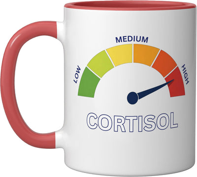 Taza Cerámica Humor Estrés Nivel Cortisol Rojo/Blanco
