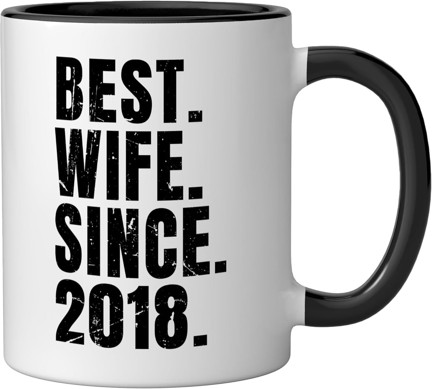 Taza cerámica retro para aniversario 2018 negra/blanca