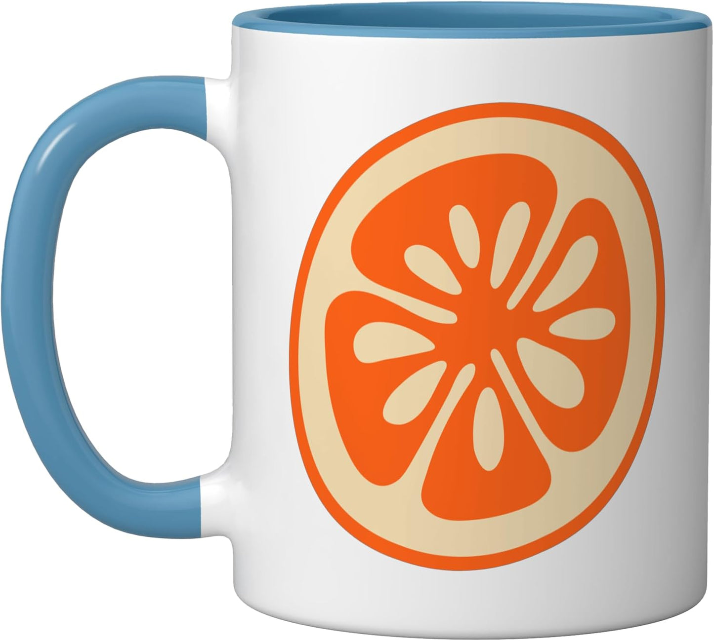 Taza Cerámica Frutas Tropicales Verano Azul Blanco