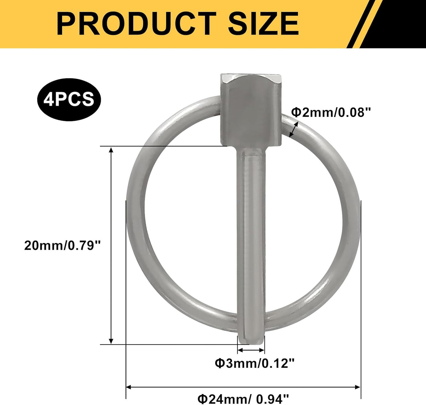 4 Pzas Pin Linch Acero Inox para Barcos Kayaks
