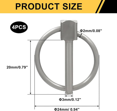 4 Pzas Pin Linch Acero Inox para Barcos Kayaks