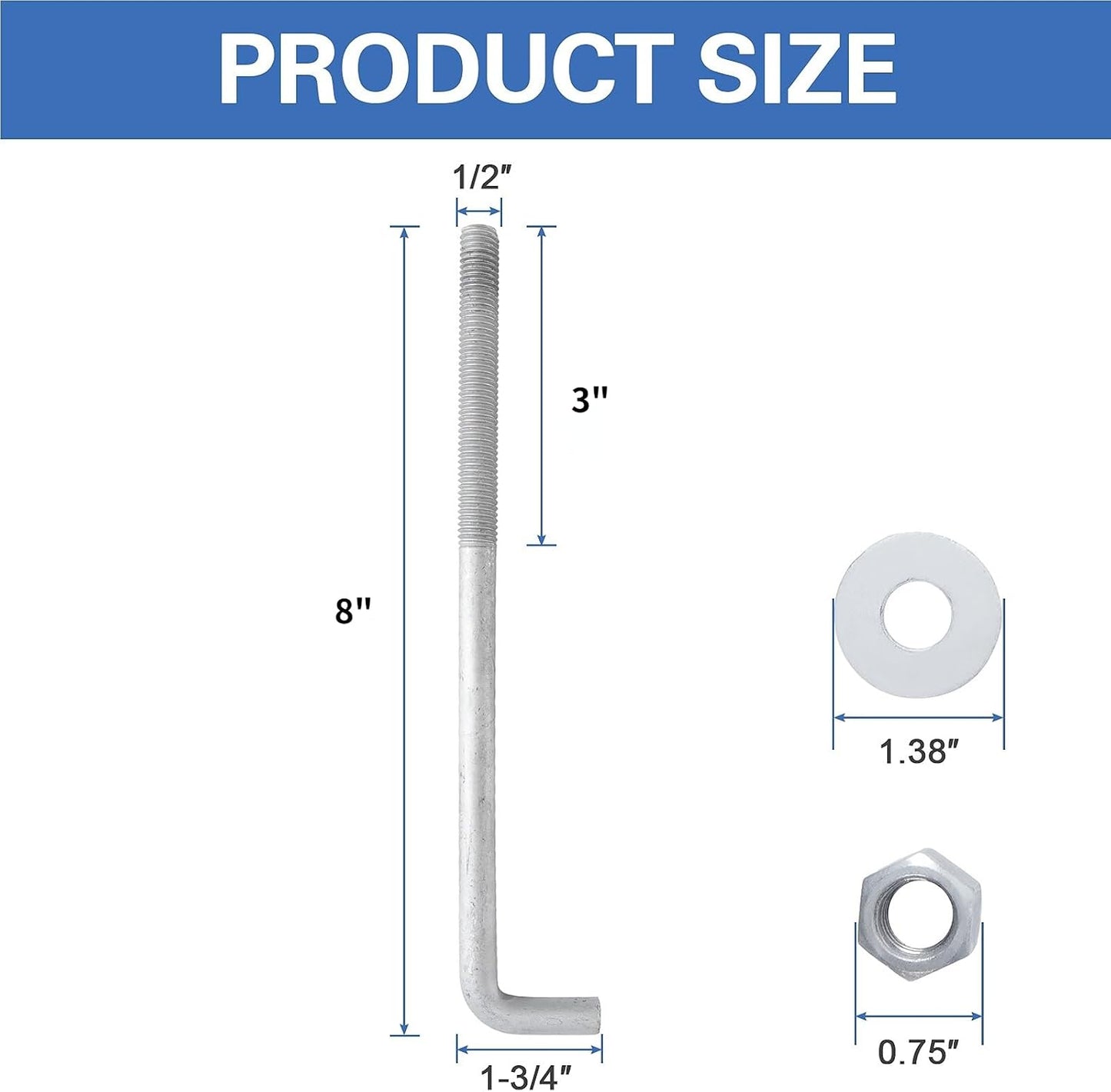 Pernos anclaje hormigón 1/2x8 25uds galvanizado