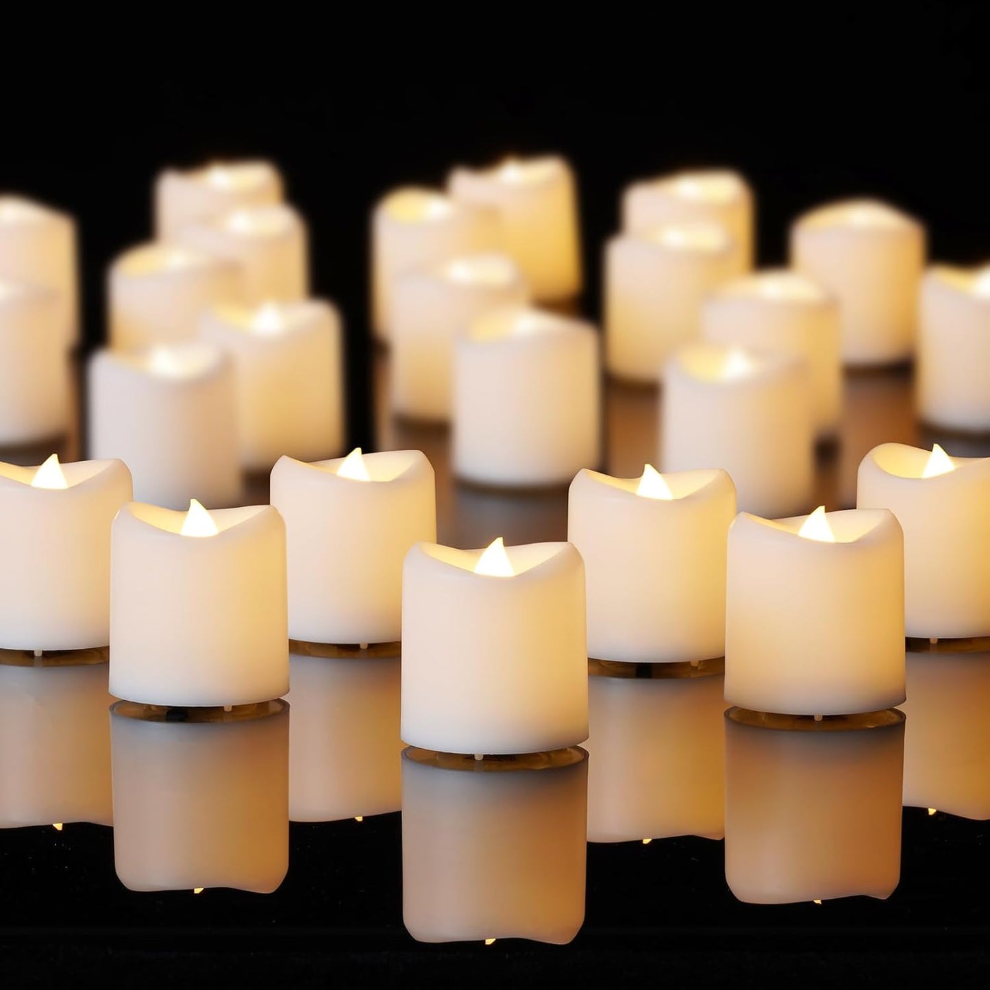 50 Velas Votivas LED Parpadeantes Base Blanca Decoración Hogar