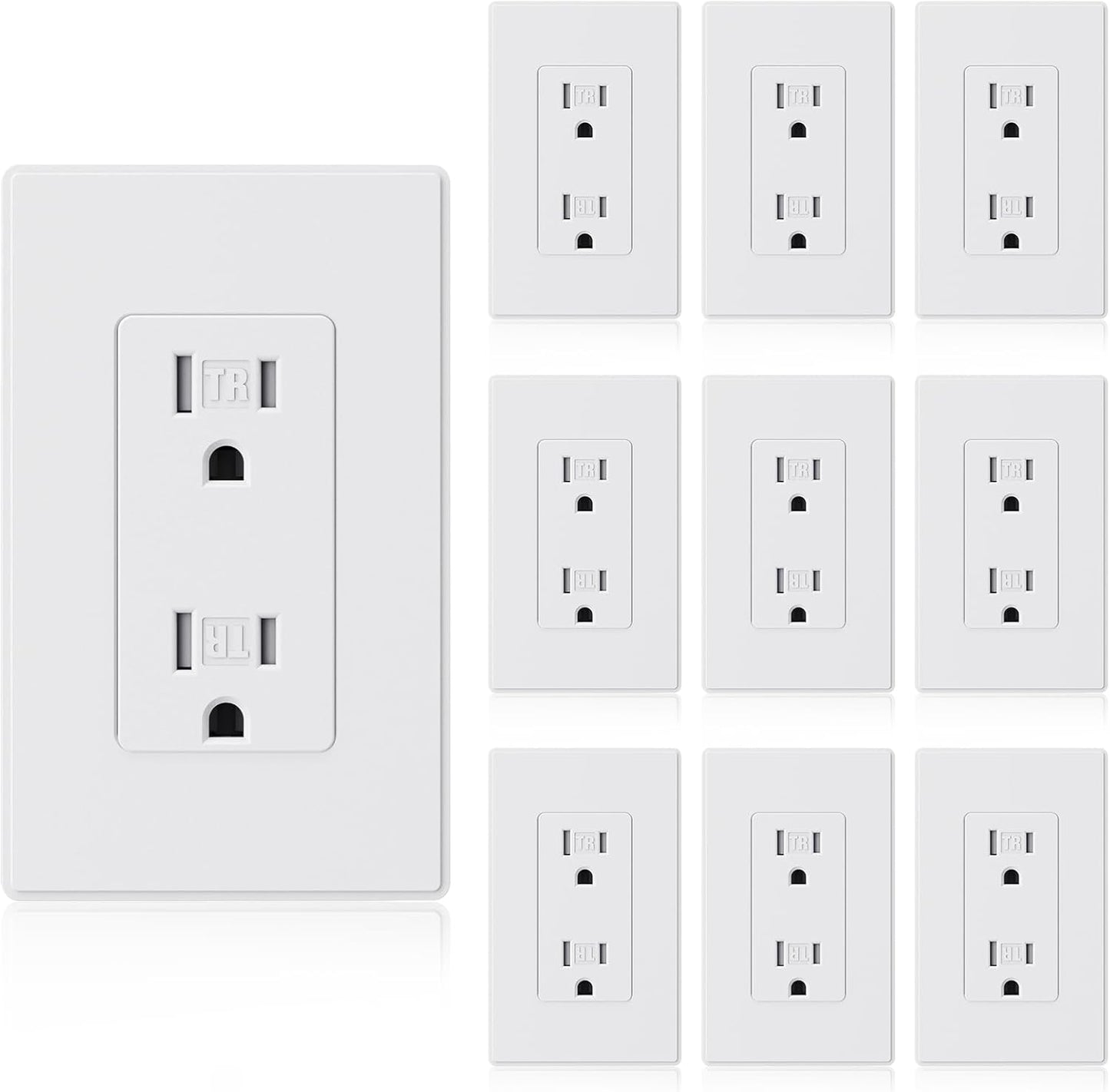 Enchufe decorativo pared blanco mate 15A 125V certificado UL