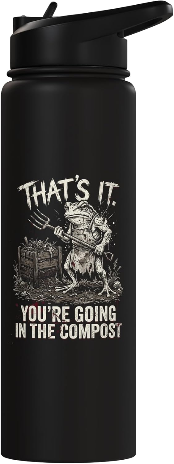 Botella de agua acero inoxidable con humor oscuro Grumpy Frog