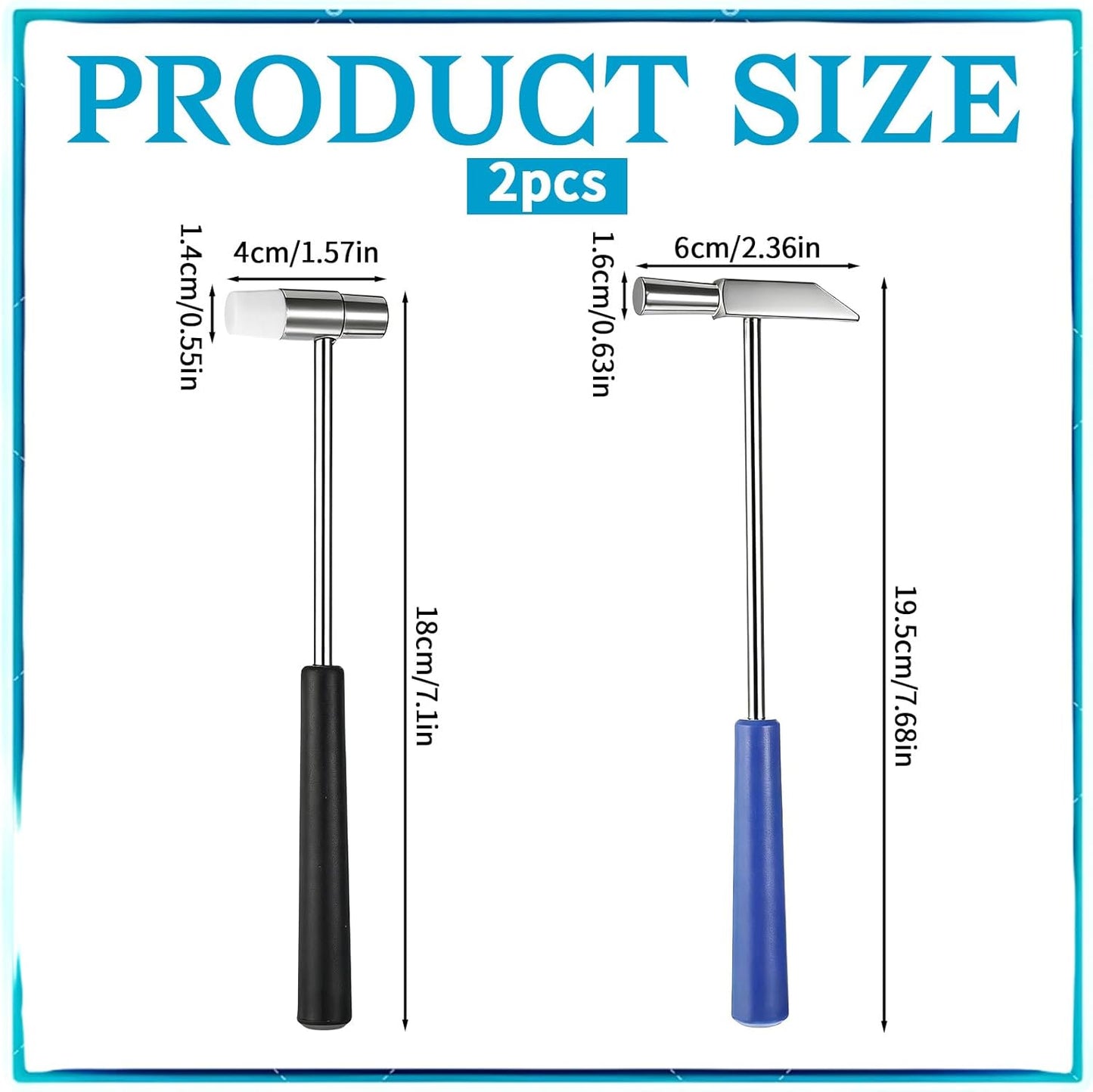 2 Martillos Doble Cara Mini Joyería Hogar Proyectos