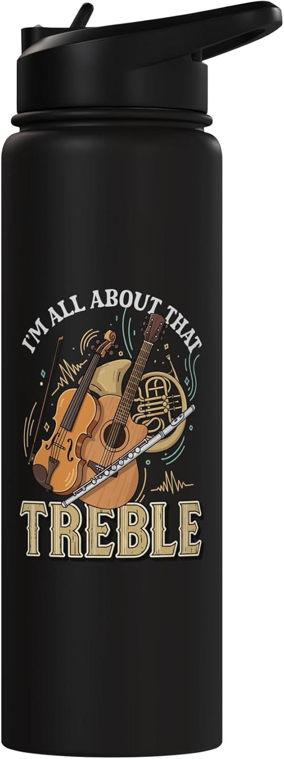 Botella de agua aislada de acero inoxidable con chiste sobre el treble
