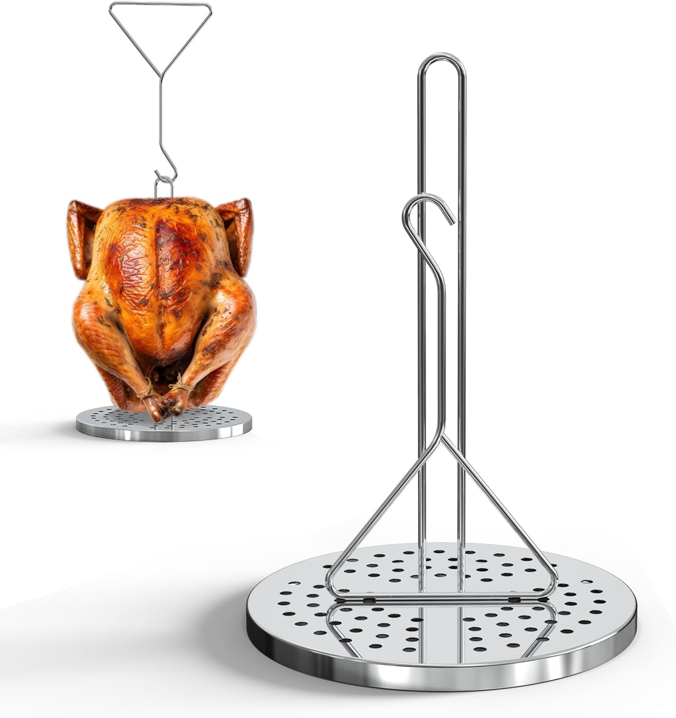 Kit soporte freidora pavo acero inox con gancho y base perforada