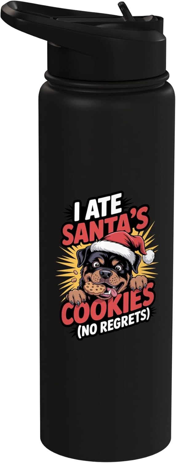Botella de agua acero inoxidable perro Rottweiler navidad sin BPA