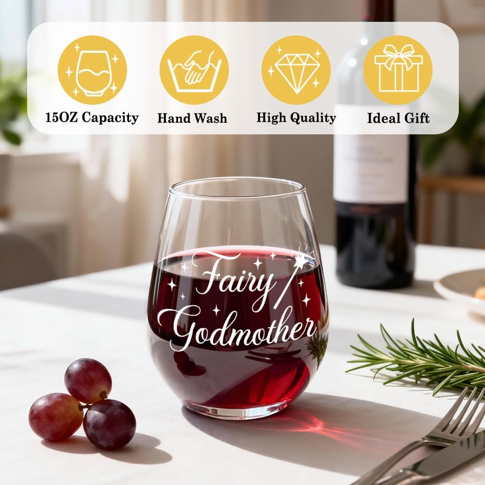 Copa de vino sin tallo hada madrina regalo lindo para mujer