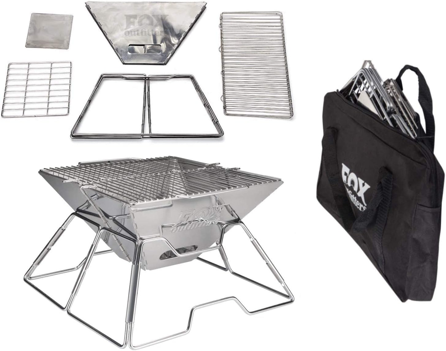 Parrilla plegable acero inox para barbacoa de carbón