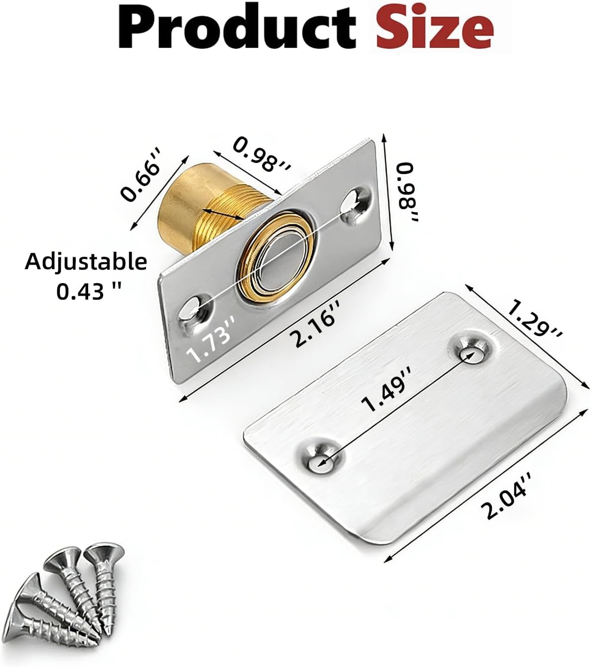 Accesorios magnéticos puerta armario acero inox plateado set 2