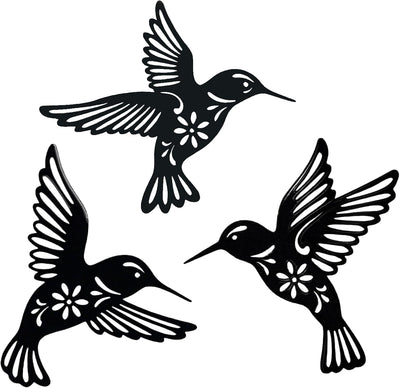 3 Pzas Arte Pared Colibrí Metal para Exteriores y Hogar