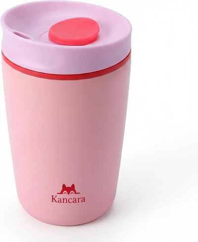 Taza de café aislada con tapa deslizante de acero inoxidable rosa