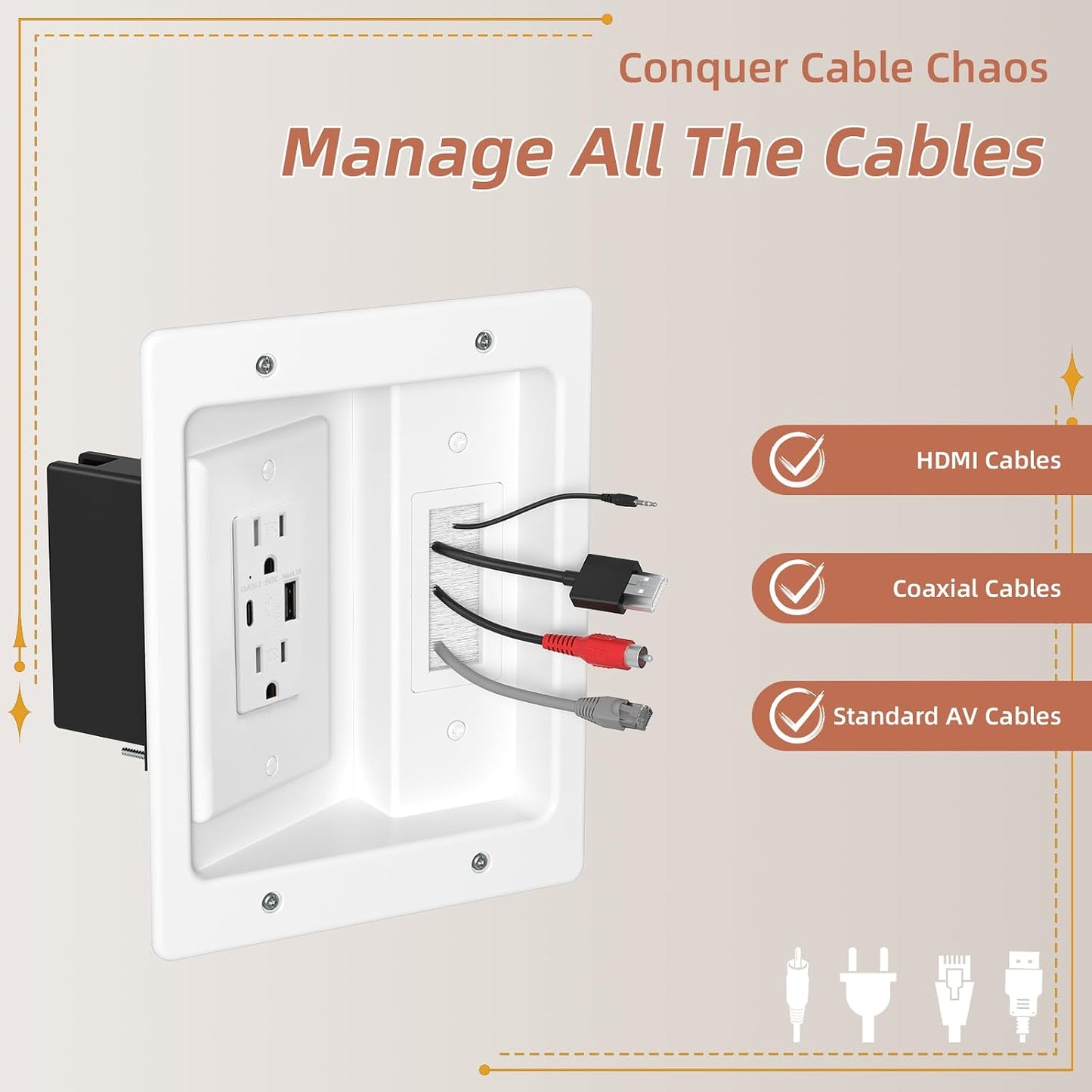 Kit corrector cable pared con placa cepillo y extensor
