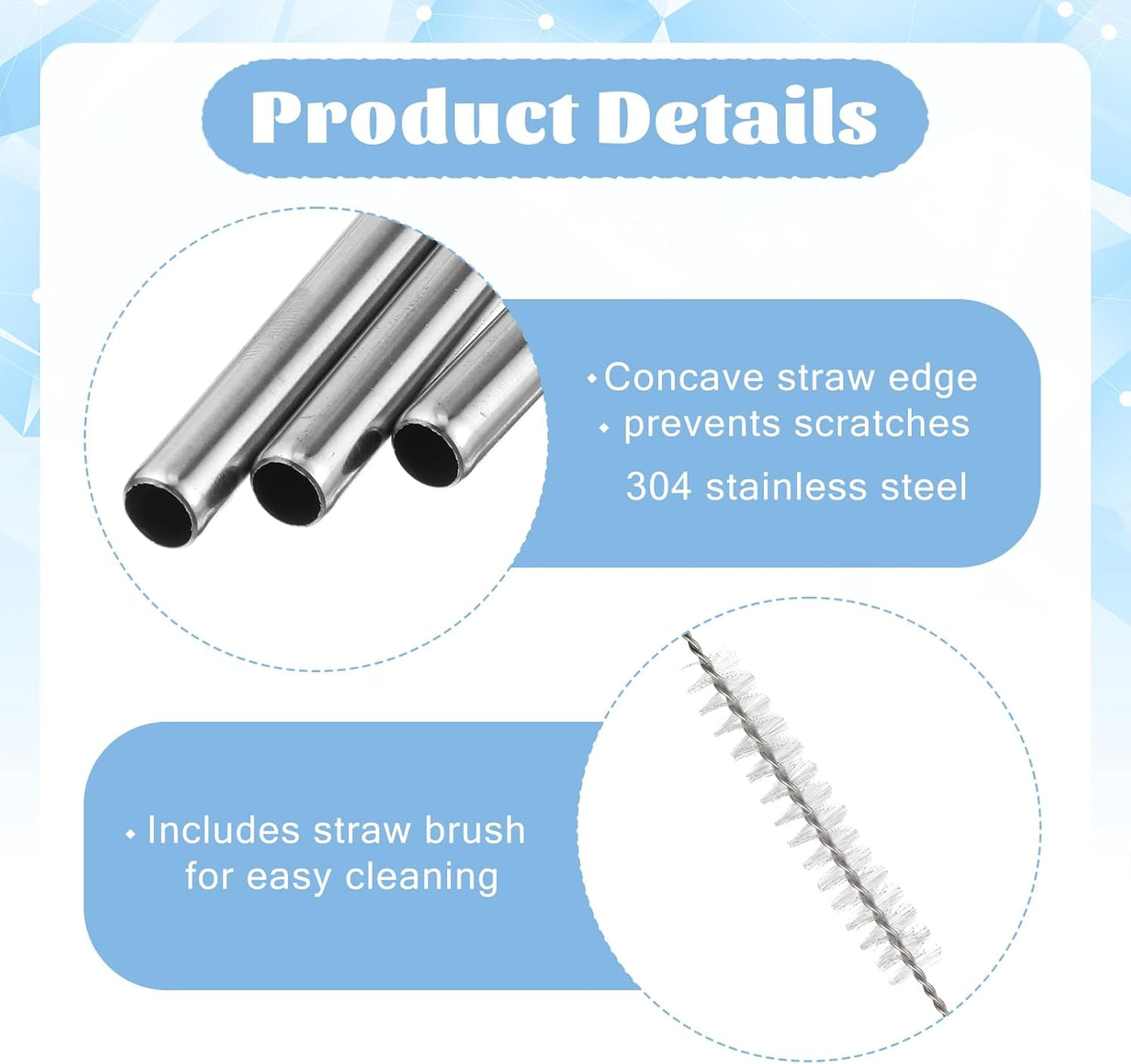 8 Pzas Pajitas Acero Inox 6pulg Reutilizables con Cepillos