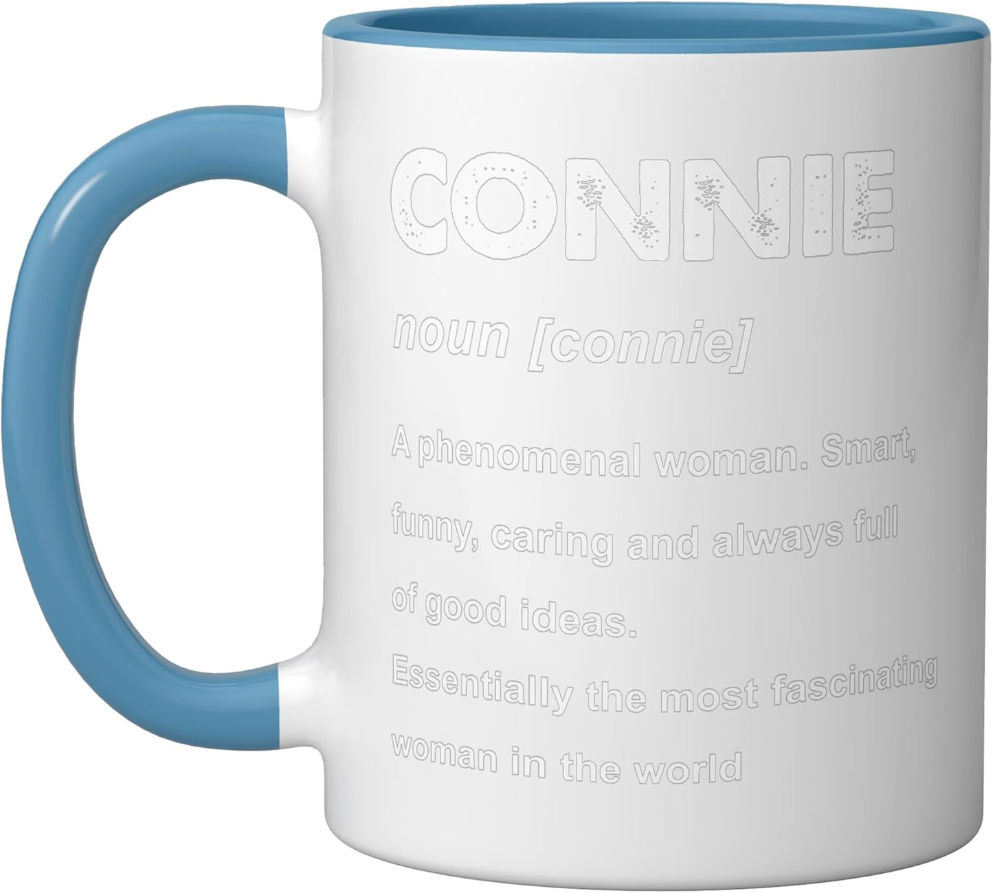 Taza cerámica Connie Name azul/blanco