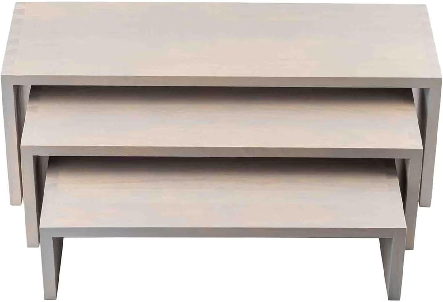 Juego 3 elevadores madera caucho texturizados gris
