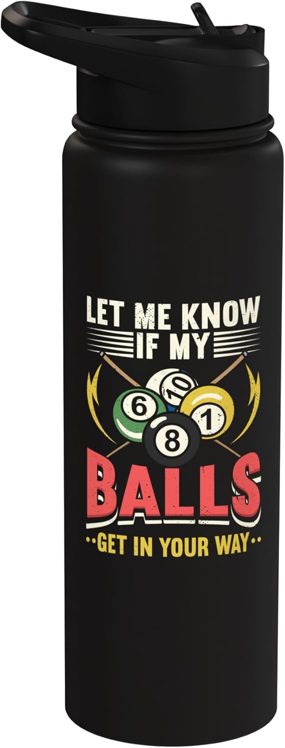 Botella de agua acero inoxidable aislada Billiards Design para jugador de billar