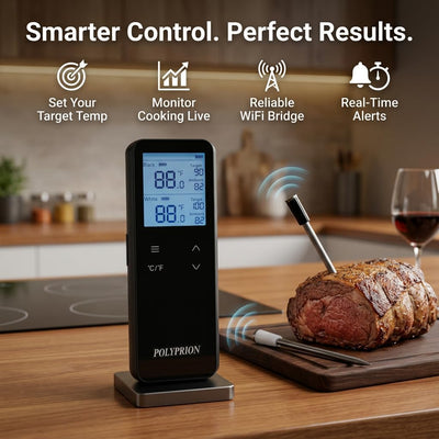 Termometro inalambrico inteligente para carne con WiFi y Bluetooth 2 sondas digitales impermeable IP67