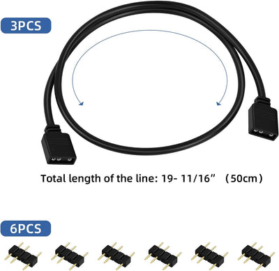 3 Cables Extensión ARGB Hembra a Hembra 19.7pulg