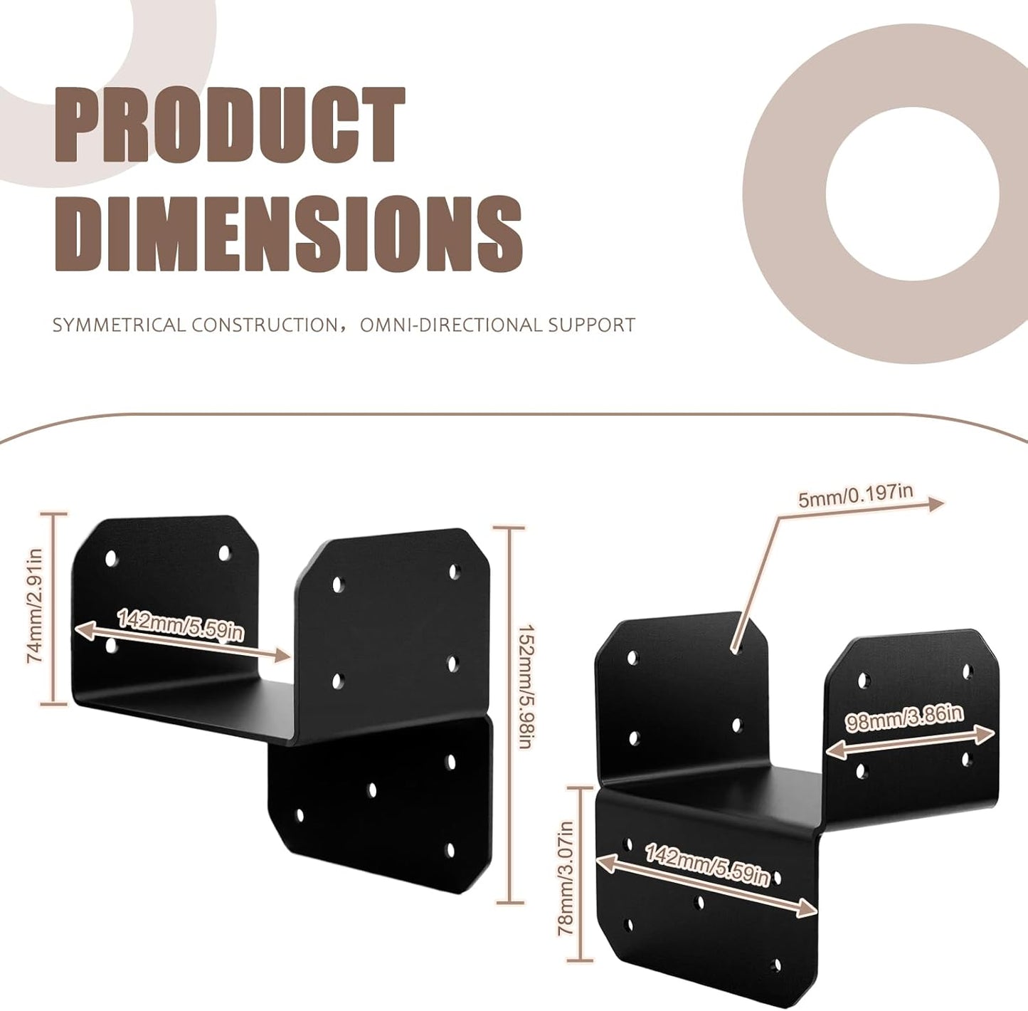 Conector anclaje 6x6 pulg soporte corbata pérgola negro set 4