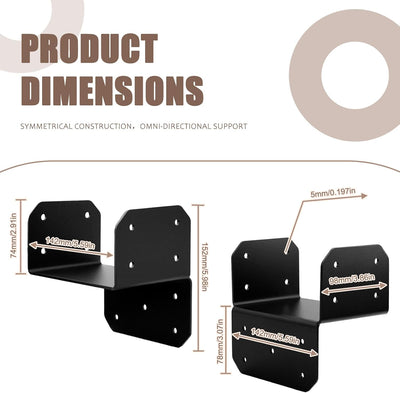 Conector anclaje 6x6 pulg soporte corbata pérgola negro set 4