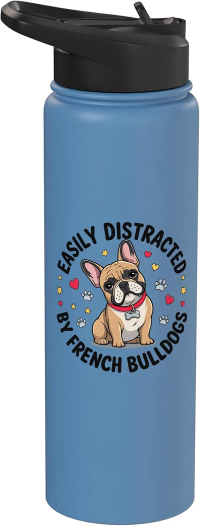 Botella agua acero inox aislada perro francés