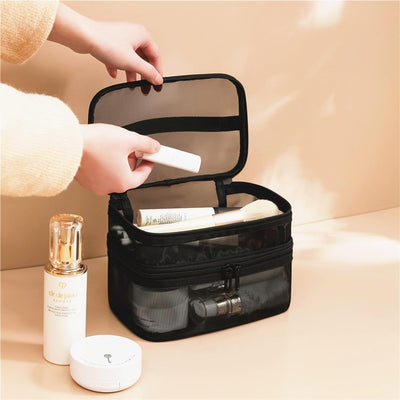 Bolsa maquillaje malla organizador viaje transparente