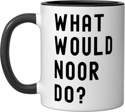 Taza de cerámica What Would Noor Do? Negro/Blanco