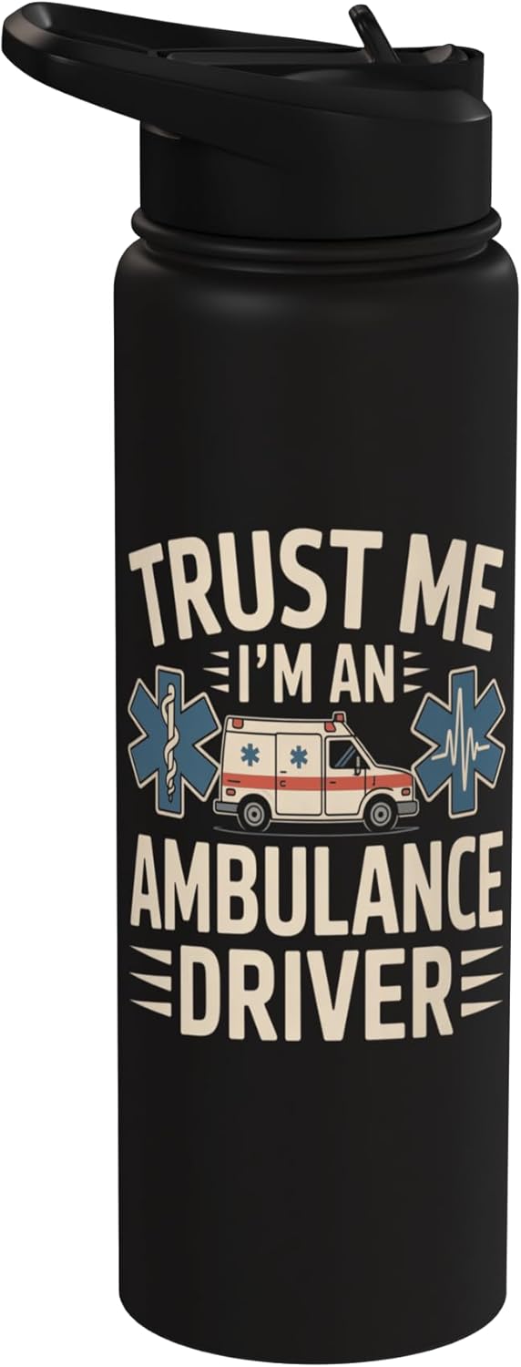 Botella de agua acero inoxidable aislada humor ambulancia