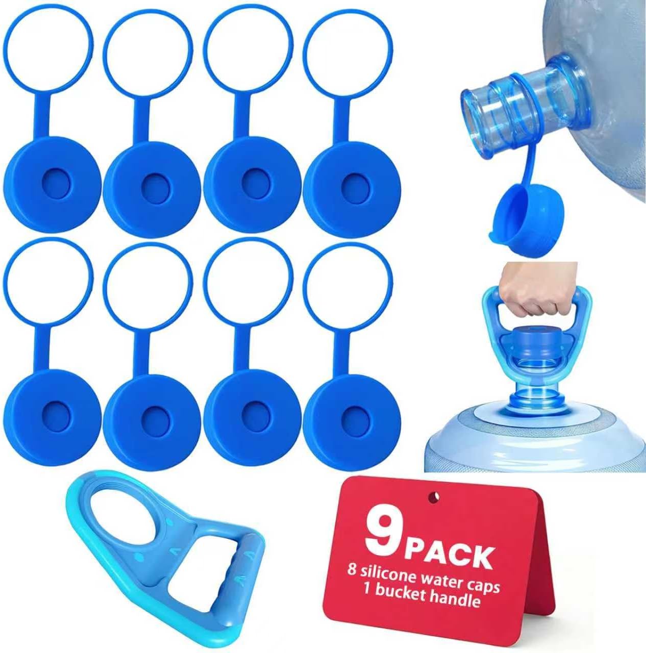 Set 9 Tapas Jarra 5gal Antiderrap Reutilizables 8pz Con Asa