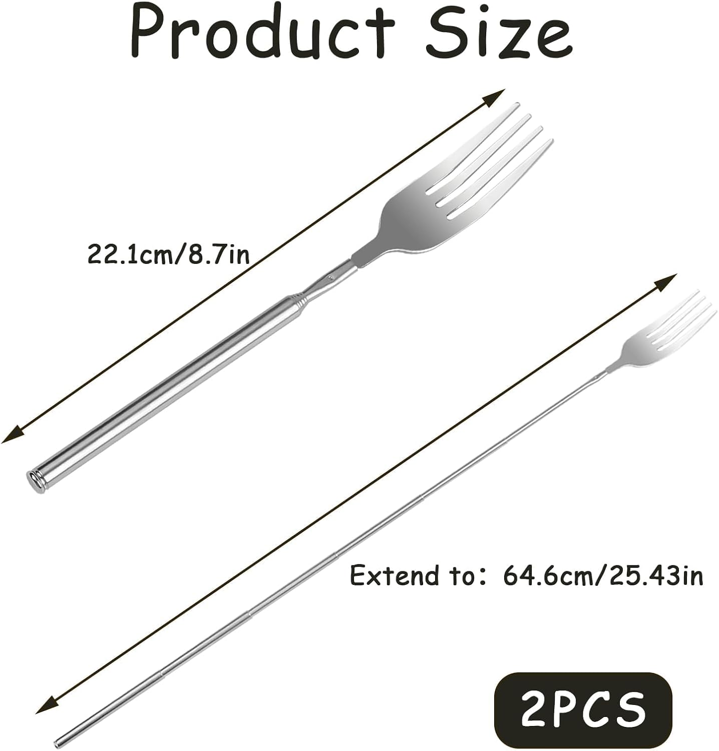 2 Horquillas Acero Inox Escalables 8.7-25.4pulg Barbacoa
